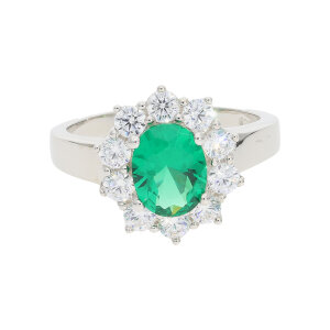 Ring Silber 925 Zirkonia Grün, Weiß...