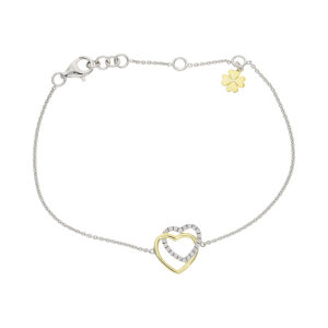 Armband Silber 925 Gold plattiert Zirkonia Anker Herz...