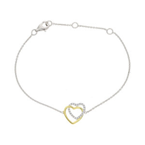 Armband Silber 925 Gold plattiert Zirkonia Anker Herz...