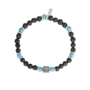2 Jewels Armband Herren 232032 Ethno Lavastein, Türkis
