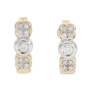 Diamant Ohrstecker Damen Halb Creolen Gold 585 Second...