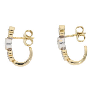 Diamant Ohrstecker Damen Halb Creolen Gold 585 Second...