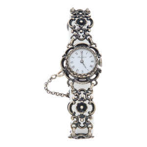 Trachtenuhr Bergland echt Silber mechanisches Handaufzug...