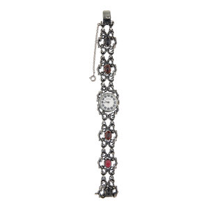 Trachtenuhr Silber Granat Mechanisches Werk Second Hand...