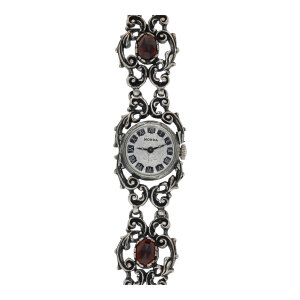 Trachtenuhr Silber Granat Mechanisches Werk Second Hand...