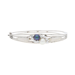 Weißgold Armreif Perle Diamant massiv 585 Second...