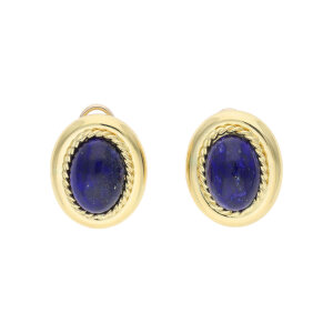 Ohrstecker Damen mit Clip Verschluss Gold 750 Lapislazuli...