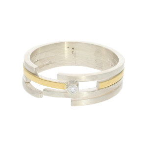 Silber Ring Diamant mit Gold 750 Handarbeit Second Hand...