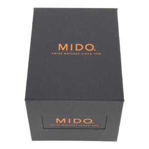 Uhrenbox Mido schwarz mit Uhrenbeutel Karton Mido-Box