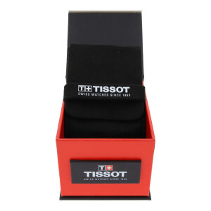 Uhrenbox Tissot mit Uhrenbeutel schwarz, rot Karton...