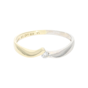 Diamant Ring Bicolor Gold 375 Brillant ca. 0,08 Carat...
