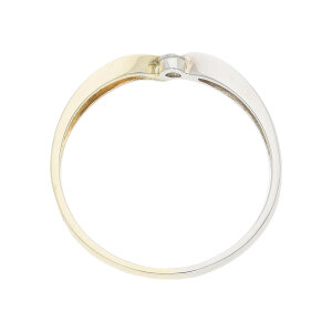 Diamant Ring Bicolor Gold 375 Brillant ca. 0,08 Carat...