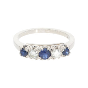 Weißgold Ring blau Saphir Diamant Second Hand...