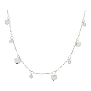 Collier Silber 925 rhodiniert Herzen Zirkonia FSCO002si