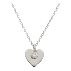 Gravur Anhänger mit Kette Silber 925 Herz Zirkonia...