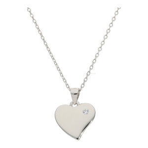 Gravur Anhänger mit Kette Silber 925, Herz, Zirkonia...