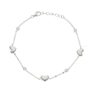 Armband Silber 925 rhodiniert Zirkonia Herz FSAB018si