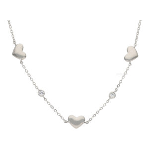 Collier Silber 925 rhodiniert Zirkonia Herz FSCO018si