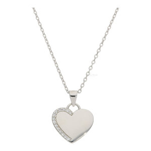 Gravur Anhänger mit Kette Silber 925 Herz, Zirkonia...