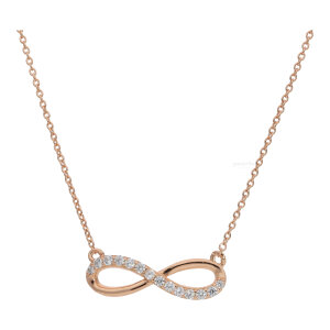 Collier Silber 925 Roségold plattiert Zirkonia...