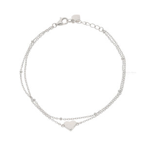 Gravur Armband Silber 925 rhodiniert Herz zweireihig...