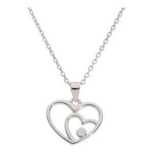Collier mit Herzanhänger Silber 925, Zirkonia FSCO014si