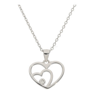 Collier mit Herzanhänger Silber 925, Zirkonia FSCO014si