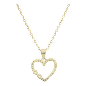 Collier mit Herzanhänger Silber 925 Gold plattiert...