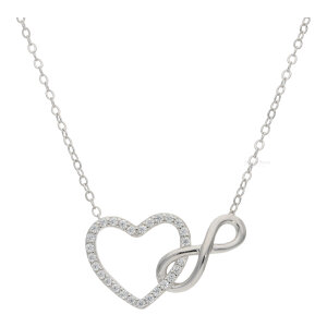 Collier mit Herzanhänger Silber 925, Infinity,...