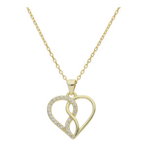 Anhänger mit Kette Silber 925 Goldplattiert Herz,...