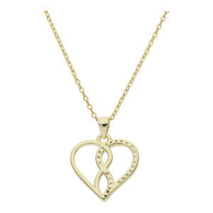 Anhänger mit Kette Silber 925 Goldplattiert Herz,...