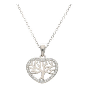 Kette mit Anhänger Silber 925, Lebensbaum, Herz,...