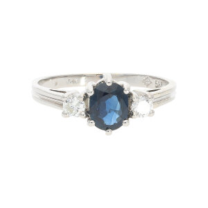 Diamantring 585 Weißgold Saphir getragen 25326114...