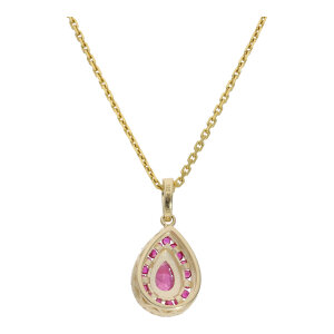 Kettenanhänger Gold 585 Rubin Diamant 0,23 ct...