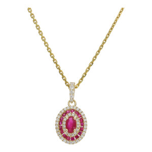 Kettenanhänger Rubin Diamant 0,20 ct 585 Gold...