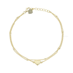 Gravur Armband Silber 925 Gold plattiert Herz zweireihig...