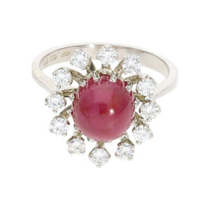 Ring mit Diamant Rubin Weißgold 585 Second Hand...