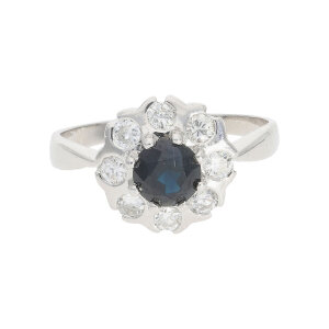 Weißgold 585 Ring Diamant 0,32 ct Saphir Second...