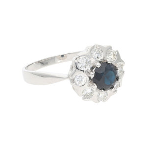 Weißgold 585 Ring Diamant 0,32 ct Saphir Second...