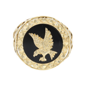 Männer Ring Gold mit Onyx Adler Second Hand 25326129...