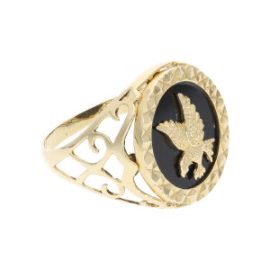 Männer Ring Gold mit Onyx Adler Second Hand 25326129...