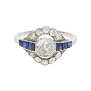 Ring Damen Weißgold Antike Altschliff Diamanten...