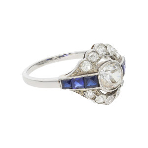 Ring Damen Weißgold Antike Altschliff Diamanten...