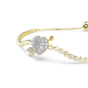 Swarovski Armband Idyllia 5744061 Verschiedene Schliffe, Herz mit Pfeil, Weiß, Gold plattiert