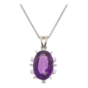 Kettenanhänger Weißgold 585 Amethyst Diamant...