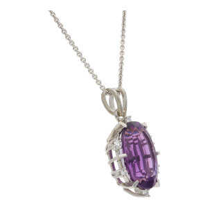 Kettenanhänger Weißgold 585 Amethyst Diamant...