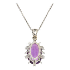 Kettenanhänger Weißgold 585 Amethyst Diamant Second Hand wie neu 25326136 getragen