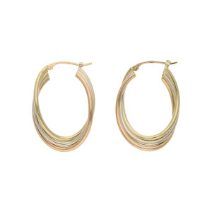 Gold Creolen 750 Tricolon dreifarbig Second Hand 25326169...