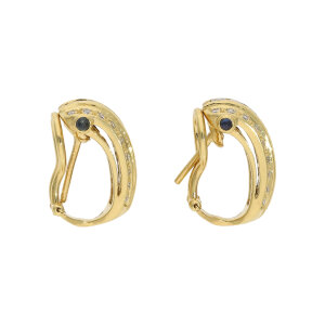 Ohrringe Steckclips Gold 750 Saphir Diamant Second Hand...