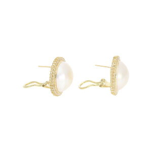 Damen Mabé Perlen Clipohrstecker 585 Gold getragen...